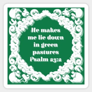 Psalm 23:2 Green Aesthetic Bible Verse Design Sticker